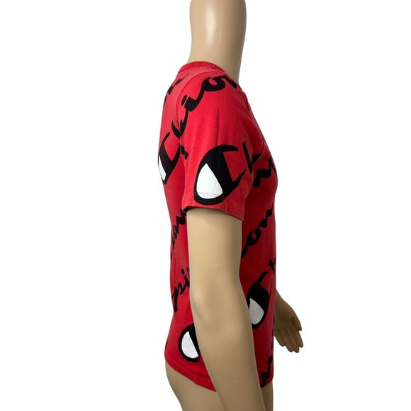 Champion Men’s Heritage Athletic Apparel Tee S Red Black White Short Sleeve AOP - Picture 3 of 11